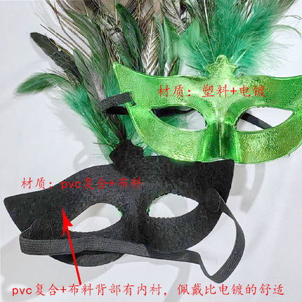 Halloween Peacock Feather Mask Christmas Masquerade Party Performance Venetian Costume Electroplated Peacock Ball