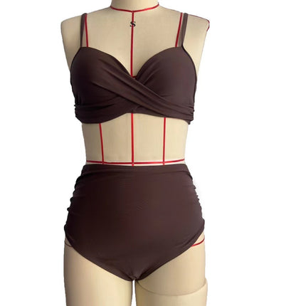 Split swimsuit sexy bikini swimsuit European and American foreign trade in stock wholesale beach vacation split swimsuit