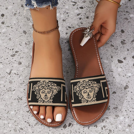 Foreign Trade plus size Flat Bottom Casual Slippers Women's 2024 New Simple European and American Fashion Outer Wear Beach Fish-mouth Shoes
