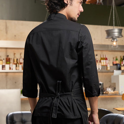 Tesmei Chef Uniform Men's Long-Sleeved Chef Coat Hotel Western Restaurant Baking Back Kitchen Suit Chef Uniform