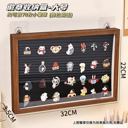 Badge Display Frame Metal Brooch Medal Collection Collection Felt Display Board Wood Grain Wall Hanging Medal Bar Storage