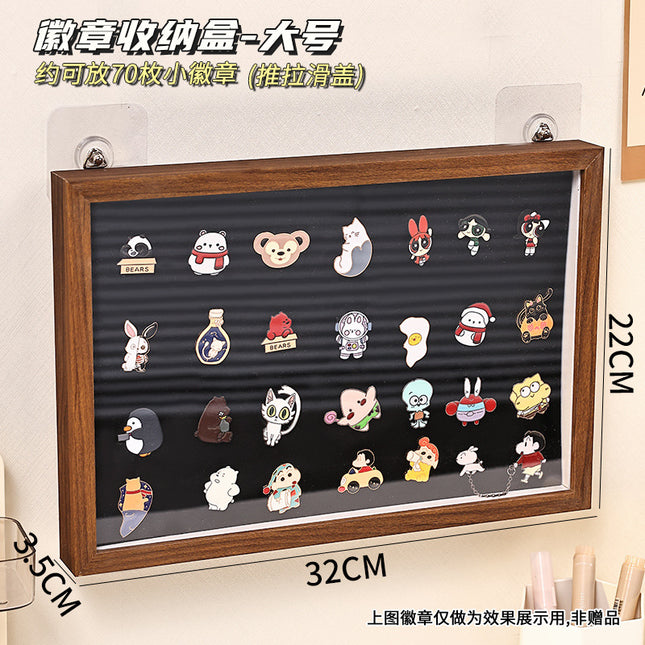 Badge Display Frame Metal Brooch Medal Collection Collection Felt Display Board Wood Grain Wall Hanging Medal Bar Storage