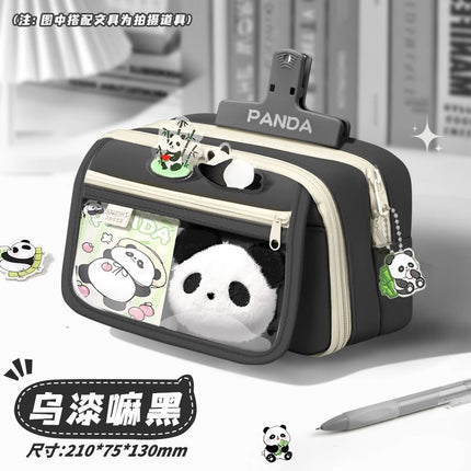 Large-Capacity Panda Pencil Bag High-Value Stationery Bag 2025 Girls New Multi-Functional Stationery Box Set Junior High School Students