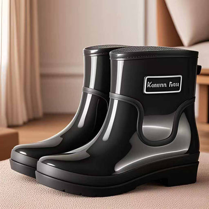 Fashionable Short-Tube Outdoor Women's Shoes, Versatile Sweet Water Shoes, Non-Slip Women's Rubber Slip-On Water Boots