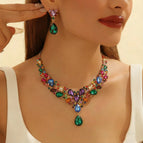 Mixed color necklace + earrings