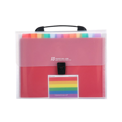 Large Capacity Organ Bag A4 Portable Organ Folder Test Paper File Storage Book Rainbow Inner Page Waterproof PP