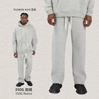 Straight pants-flower gray / S