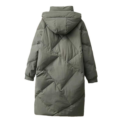 2025 New Mid-Length Green down Cotton Outwear for Women, Loose Cotton Outwear, Winter Thickeneded Warm Large Size Cotton Jacket
