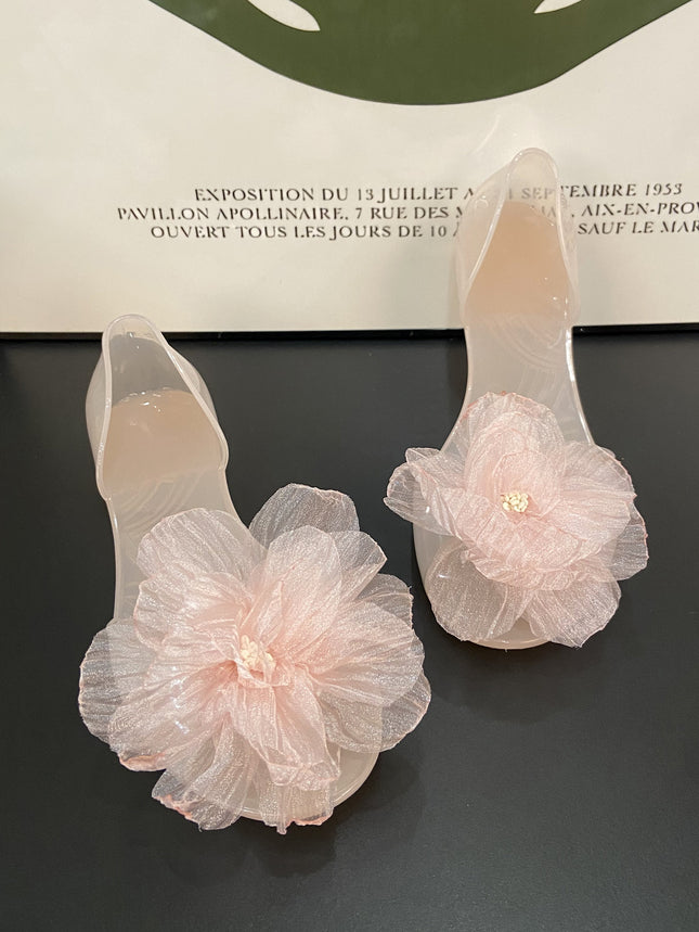 Fish Mouth Sandals Women's Flat Open Toe Jelly Shoes Transparent Flower Holiday Seaside Beach Shoes Cross-Border Dropshipping
