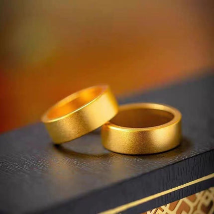 Ancient law inheritance flat-bottomed ring sand gold lovers pair ring matte plain men's and women's classic plain ring ring bracelet wholesale