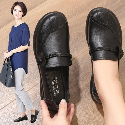 2026 Mom's Shoes for Middle-Aged and Elderly Women, Spring and Autumn Single Shoes with Soft Soles, Non-Slip, Comfortable New Style Soft Leather Shoes