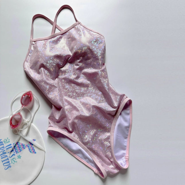 Manufacturer Wholesale New Pearl Powder Racing Swimsuit Sexy Beautiful Back Covering Belly Slimming Competitive Sports One-Piece Swimsuit for Women
