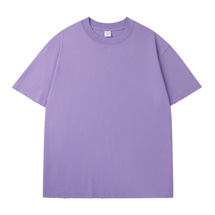260g Drop Shoulder Loose Fit Cotton Distressed Short Sleeve T-Shirt Pure Cotton T-Shirt Unisex Promotional Shirt Company Team Building Workwear