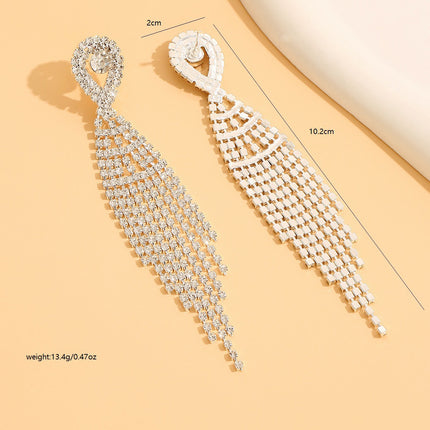 Factory direct approval of European and American temperament vintage jewelry fashion bride Joker earrings diamond tassel earrings earrings