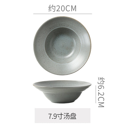 Retro Style Ceramic Kiln Straw Hat Plate Restaurant Hotel Home Threaded Pasta Plate Japanese Fruit Salad Snack Plate