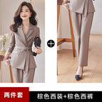 Brown suit + trousers ester fiber 77.6% viscose 17.3% spandex 5.1% / S