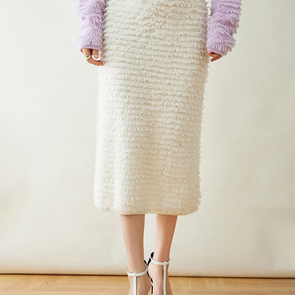2025 New Autumn and Winter Fashionable and Versatile Cashmere Knitted Skirt for Women Brushed Korean Pure Color Hip Skirt Soft