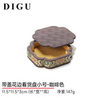 Lace check-out plate with cover - brown