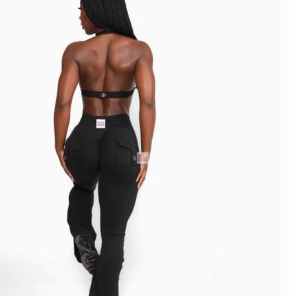 YIDI Yoga Tooling Style Peach Hip Pocket Flared Pants Sports Quick-drying Small Sexy Trousers