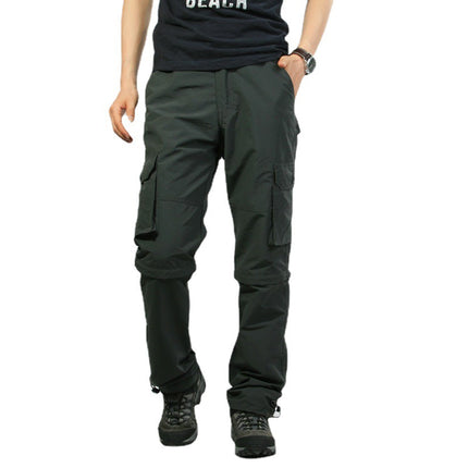 Summer Thin Detachable Two-section Pants Quick Dry Outdoor Cordwork Pants Trousers Men's Casual Pants Breathable Multi-pocket
