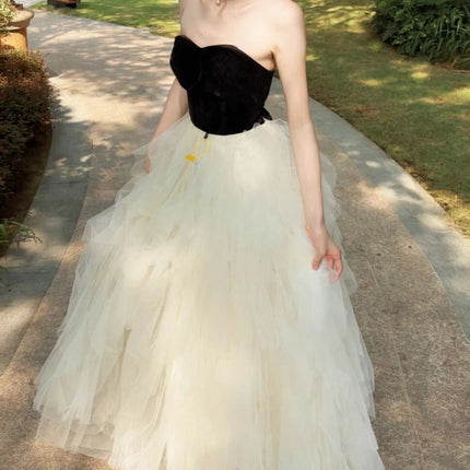 French Style Light Wedding Dress Tube Top High-end Light Luxury Banquet Tube Top Evening Dress Adult Ceremony Birthday Performance Princess Tutu Dress