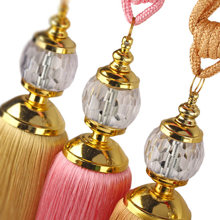 Exquisite and Popular Large-Sized European-Style Decorative Crystal Ball Tassel Curtain Tie Rope Pendant Weaving