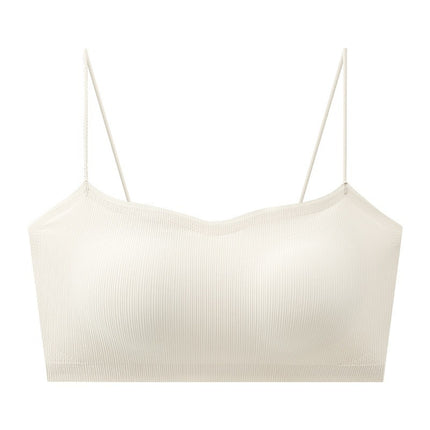 Popular Seamless Beauty Back Bra for Women, Tube Top, Spaghetti Straps, No Rims, Small Breast Push-Up, Glossy One-Line Support Bra