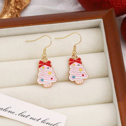 Cross-border personality Christmas series elk gingerbread earrings European and American cartoon oil Santa Claus earrings