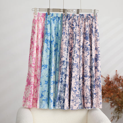 Organ Pleated Skirt Skirt Women's Long Export 2024 New A-Line Floral Skirt Nanyou Classy Women's Clothing Wholesale