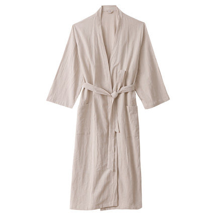 Lu Suyoupin Cotton Linen Bathrobe Bathrobe Home Clothes Pants Bath Skirt suit Pajamas Nightgown Outwear Couple