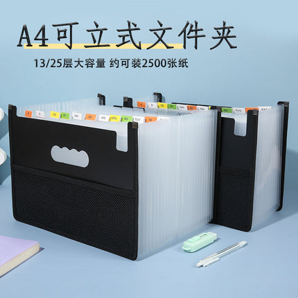 Accordion File Folder with 13/25 Compartments for Student Test Paper Classification, Edge-Bound Portable Document Bag, Test Paper Storage Bag
