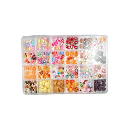 24 grid cartoon nail accessories mix cute cookies donuts candy nail accessories diy handmade material box