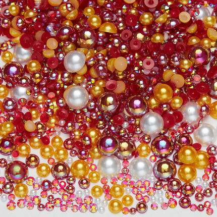 Nail Art Ab Colorful Flats Bottom Diamond Semi-Circle Pearl Mixed Color Set DIY Material Mobile Phone Shoes Clothing Cup Accessories