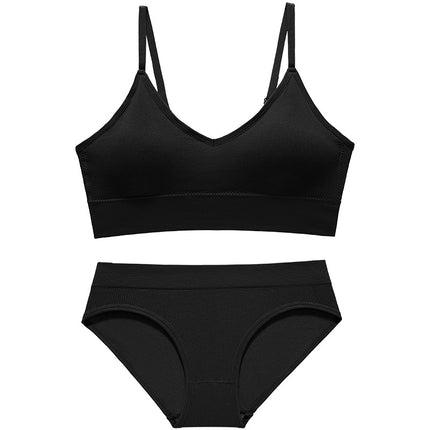 Underwear Women's Big Chest Showing Small Thin French Style Triangle Cup Bra Set No Steel Ring Beautiful Back Base Camisole
