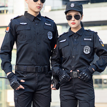 Security Work Clothes Autumn and Winter Suit Men's Summer Short-Sleeved Property Security Uniform Spring and Autumn Black Training Uniform