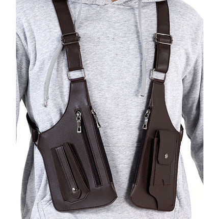 Men's Bag Men's Crossbody Bag Men's Vintage Strap Underarm Satchel Multi-functional Shoulder Bag Women's Outdoor Mobile Phone Bag