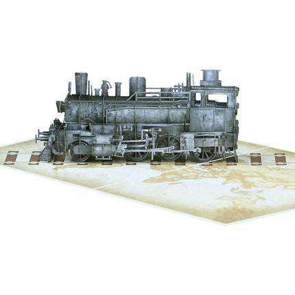 Handmade retro train 3d greeting card cross-border father's day blessing paper carving message blessing card suit gift