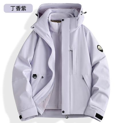 Three-In-One Outdoor Jacket for Women and Men, Detachable, Thickened and Fleece-Lined, Suitable for Mountaineering, Autumn and Winter Windproof and Warm Coat