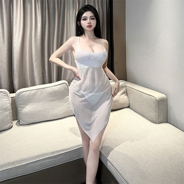 Slim Fit Sexy Nightgown Hot Sling Nightgown Irregular Skirt Thin Sexy Nightgown Bed Attack Speed Skirt 2418