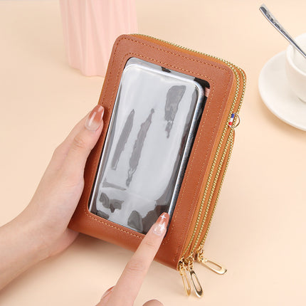 Two-Piece Mobile Phone Bag Large Capacity Multi-Functional Solid Color Fashionable Simple Shoulder Small Bag Touch Screen Crossbody Women's