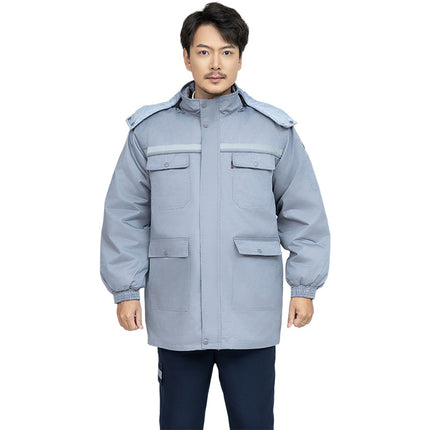 Winter thickened anti-static overalls cotton-padded clothes detachable cotton-padded jacket gas station electronics factory warm labor protection clothing wholesale
