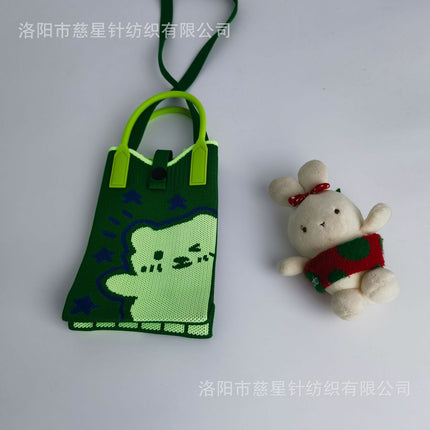 Girl's Heart-Shaped Knitted Crossbody Bag