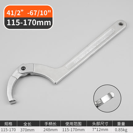 Wholesale chrome vanadium steel industrial grade adjustable hook Crescent round nut side hook plate adjustable wrench