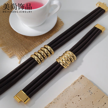 New Style Cowhide Necklace Maillard Niche Design Fashionable Elegant High-end Clavicle Light Luxury Bracelet for Women