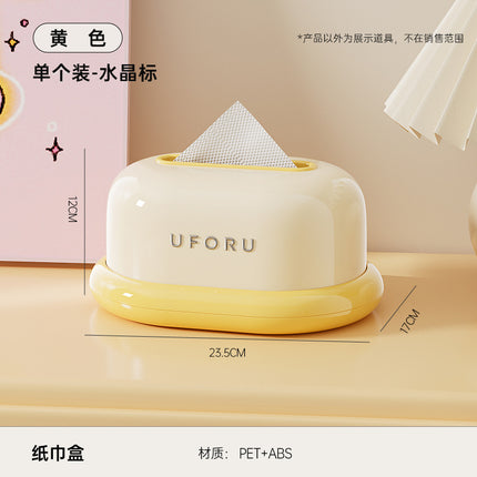 Desktop Tissue Box with High Aesthetic Appeal for Home Use, Stone-Like Bathroom Toilet Paper Holder with Built-In Spring, Large Capacity Tissue Box for Living Room