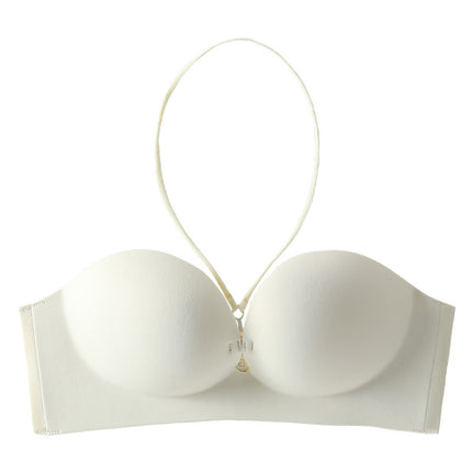 Strapless Strapless Front Buckle Underwear Women's Small Chest Push-up Non-slip Sexy Neck Hanging Shoulder Strap Bra