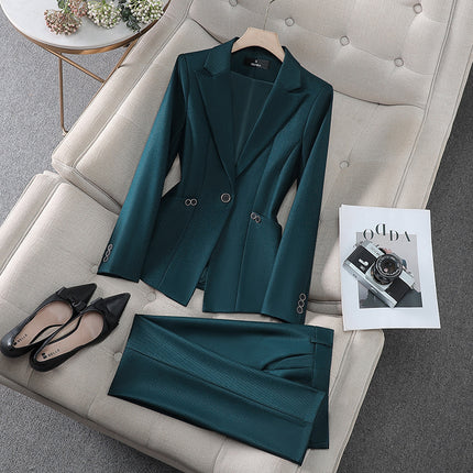 Amazon European and American Cross-Border Popular Commuter Foreign Trade Women's Blazer Professional Pants Dress Two-Piece Suit