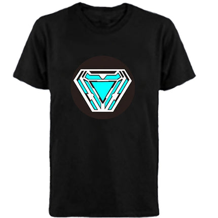 Rechargeable USB Iron Man Touch Luminous T-Shirt Wireless Multifunctional Voice Control Luminous T-Shirt LED Avengers