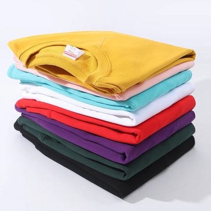 Men's Autumn AG380 g Cotton Heavy Loop Crewneck Men's Sweater Inverted Triangle Solid Color Printed Men's Fashion Brand