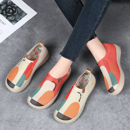 Shoes Women's Spring New Old Beijing Cloth Shoes Fashionable Painted Casual Shoes Polyurethane Soft Sole Slip-on Shoes Women